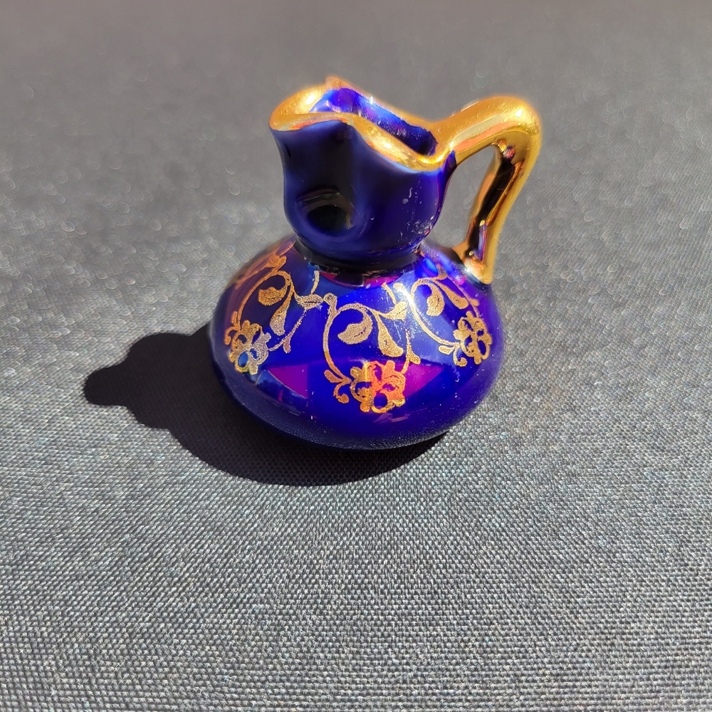 Vintage Mini Limoges France Cobalt Blue Pitcher ~ Dainty & Darling!